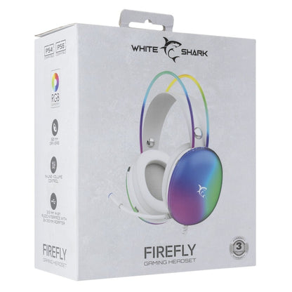 Cuffia Gaming Stereo con Microfono e Illuminazione RGB su Cuffie e Archetto Bianco FIREFLY