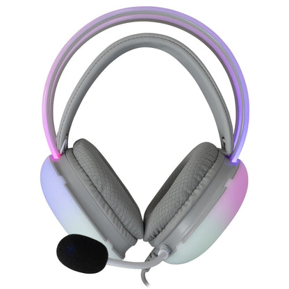 Cuffia Gaming Stereo con Microfono e Illuminazione RGB su Cuffie e Archetto Bianco FIREFLY