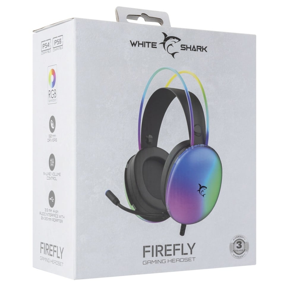 Cuffia Gaming Stereo con Microfono e Illuminazione RGB su Cuffie e Archetto Nero FIREFLY