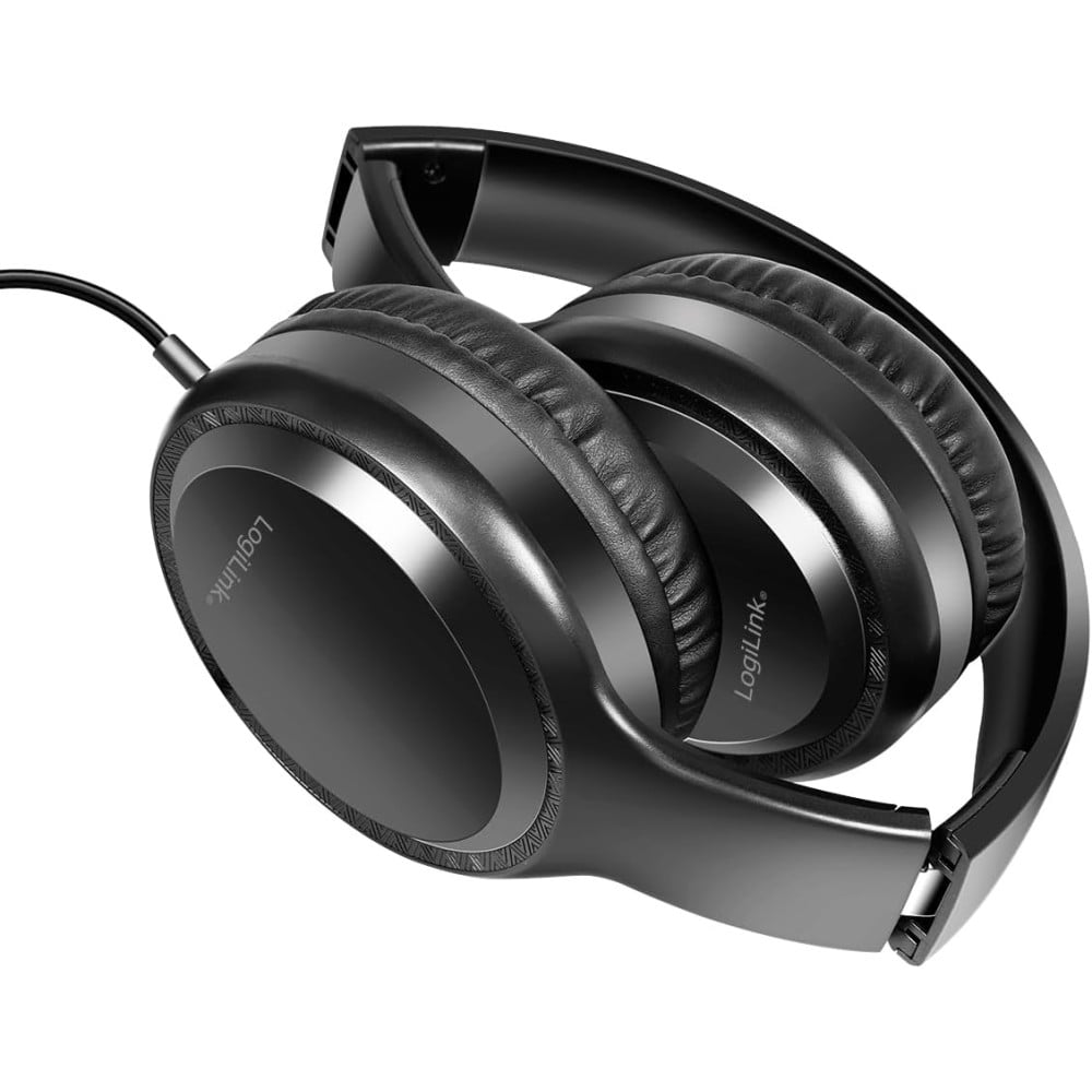 Cuffia Stereo Pieghevole con Microfono Jack 3,5 mm Nero