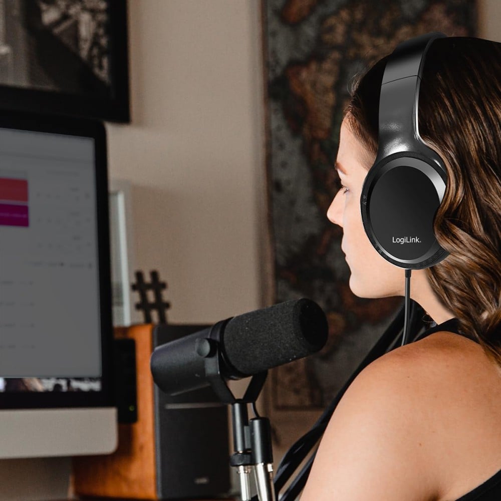 Cuffia Stereo Pieghevole con Microfono Jack 3,5 mm Nero