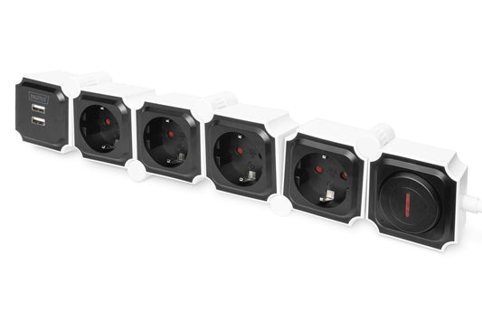 DIGITUS PRESA MULTIPLA FLESSIBILE DA 4 CON 2 ATTACCHI USB E INTERRUTTORE