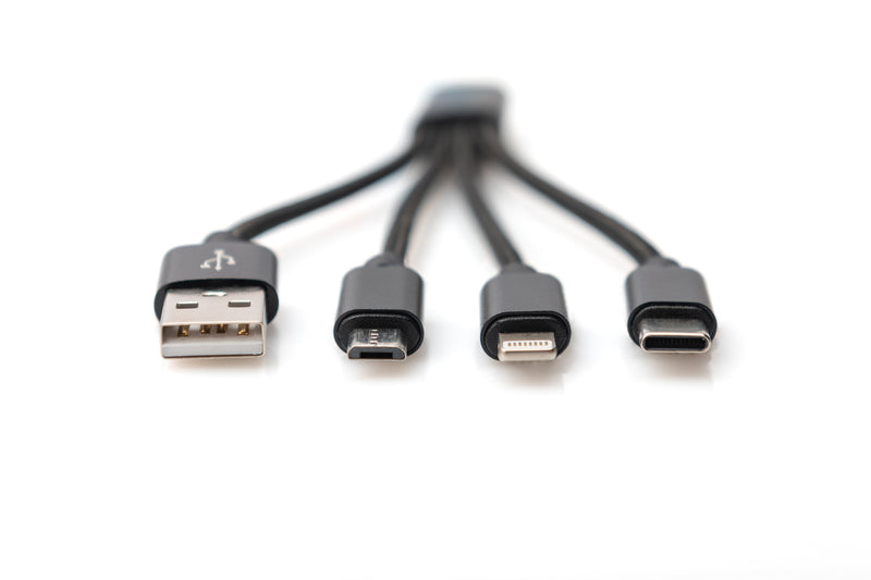 CAVO DI RICARICA 3 IN 1 USB A, Lightning + Micro USB + USB-C DIGITUS CM 15