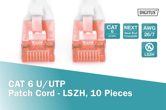 Cavo patch U/UTP CAT 6 - LSZH,10 pezzi 0,5 mt. colore grigio
