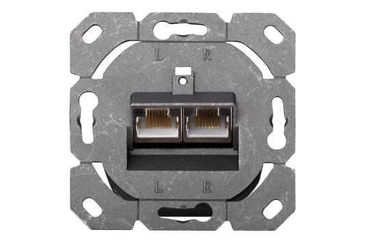 PLACCA PRESA MURO CAT. 6A SCHERMATA CON 2 PRESE RJ45 INSTALLAZIONE CAVI ORIZZONTALE