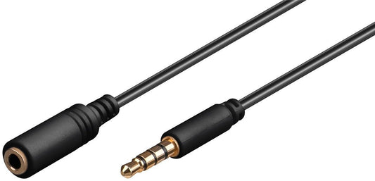 CAVO PROLUNGA AUDIO 3,5 MM 4 POLI MASCHIO/FEMMINA PROLUNGA PER CUFFIE/MICROFONO SU SMARTPHONE MT 3 NERO
