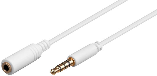 CAVO PROLUNGA AUDIO 3,5 MM 4 POLI MASCHIO/FEMMINA PROLUNGA PER CUFFIE/MICROFONO SU SMARTPHONE MT 1 BIANCO