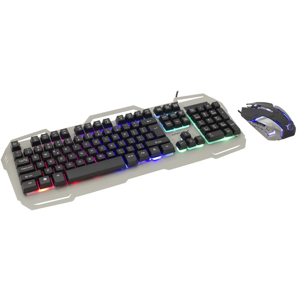 Kit Gaming Mouse 3200 Dpi e Tastiera USB con Retroilluminazione LED RGB, APACHE 2