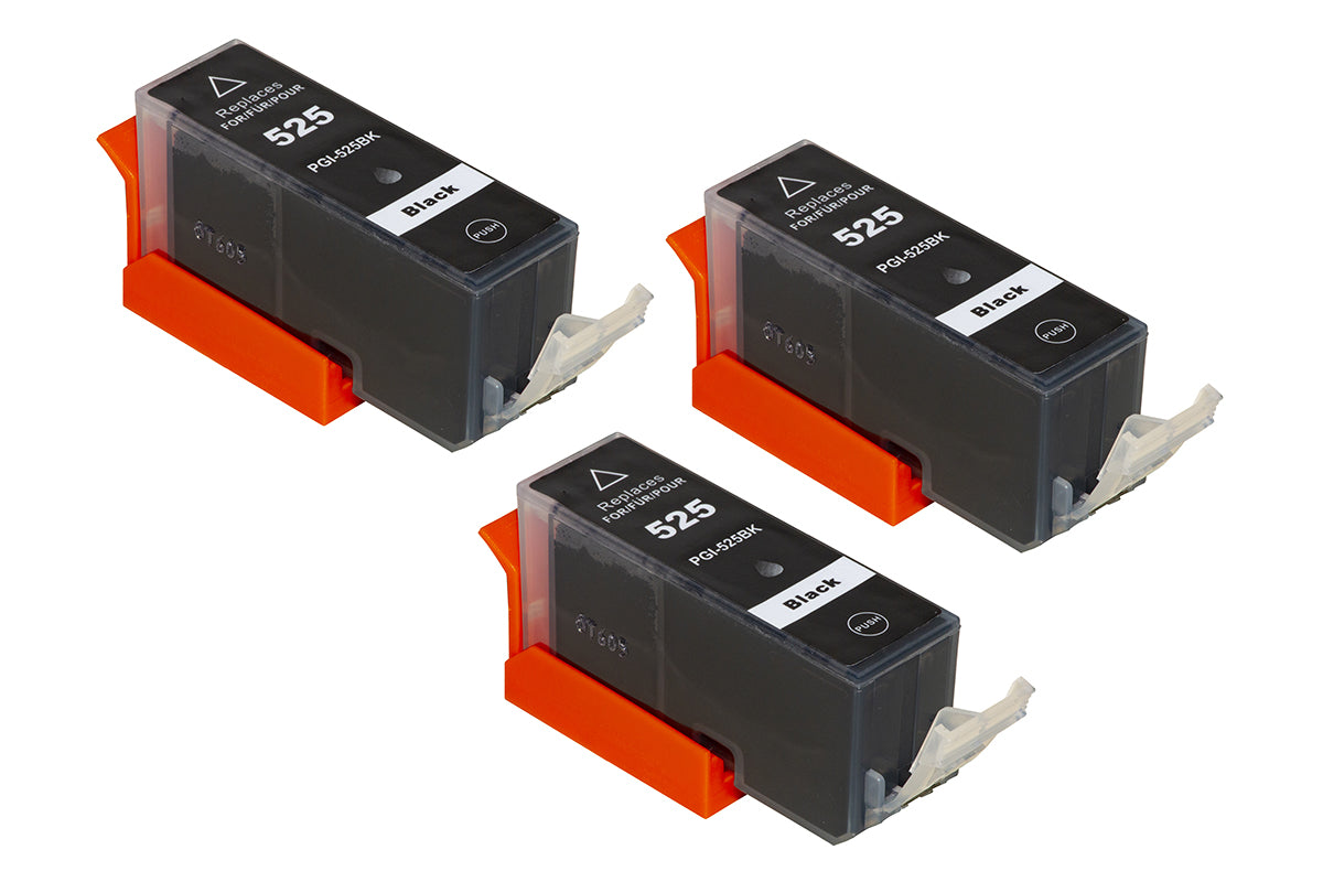 CONFEZIONE 3 CARTUCCE COMPATIBILI CANON IP 4850, MG5150, MG5250 BK PGI-525BK ALTA CAPACITA' CONFEZIONE BULK
