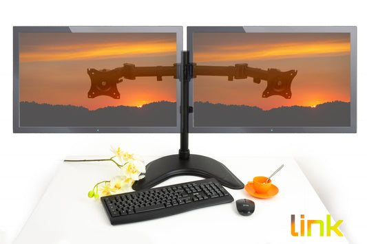 BRACCIO SUPPORTO DA TAVOLO CON BASE PER 2 MONITOR 13-27" FINO A 8 KG A 3 SNODI