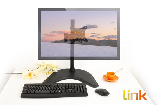 BRACCIO DA TAVOLO CON BASE PER VIDEO FINO A 15 KG DA 13 A 27" FINO A VESA 100X100 CON TRE SNODI