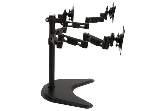 BRACCIO DA TAVOLO CON BASE PER TRE VIDEO FINO A 15 KG DA 13 A 21" FINO A VESA 100X100