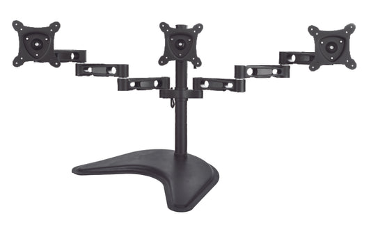 BRACCIO DA TAVOLO CON BASE PER TRE VIDEO FINO A 15 KG DA 13 A 21" FINO A VESA 100X100