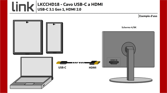 CAVO USB-C¨ MASCHIO - HDMI® MASCHIO CON HDCP 2.2 4K60HZ MT 1,80