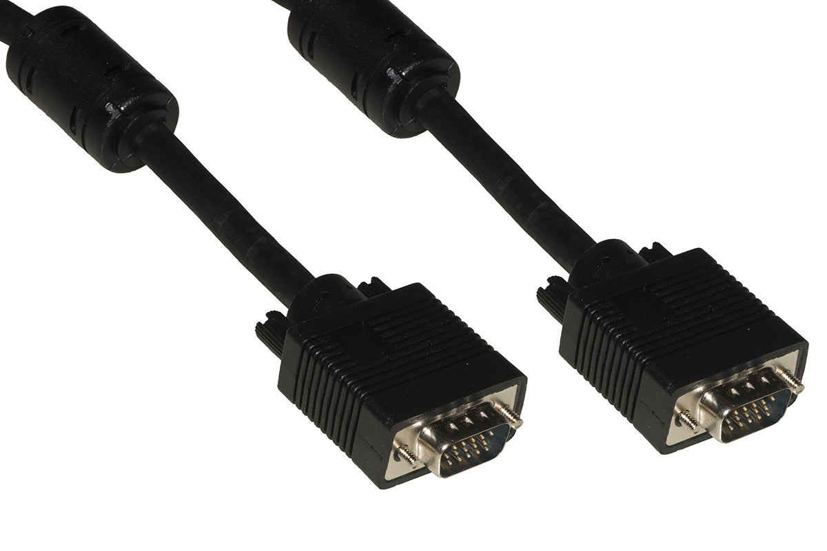 CAVO VGA MONITOR 15 POLI MASCHIO/MASCHIO MT.1,80 CON FERRITE CON 15 FILI COLLEGATI COLORE NERO