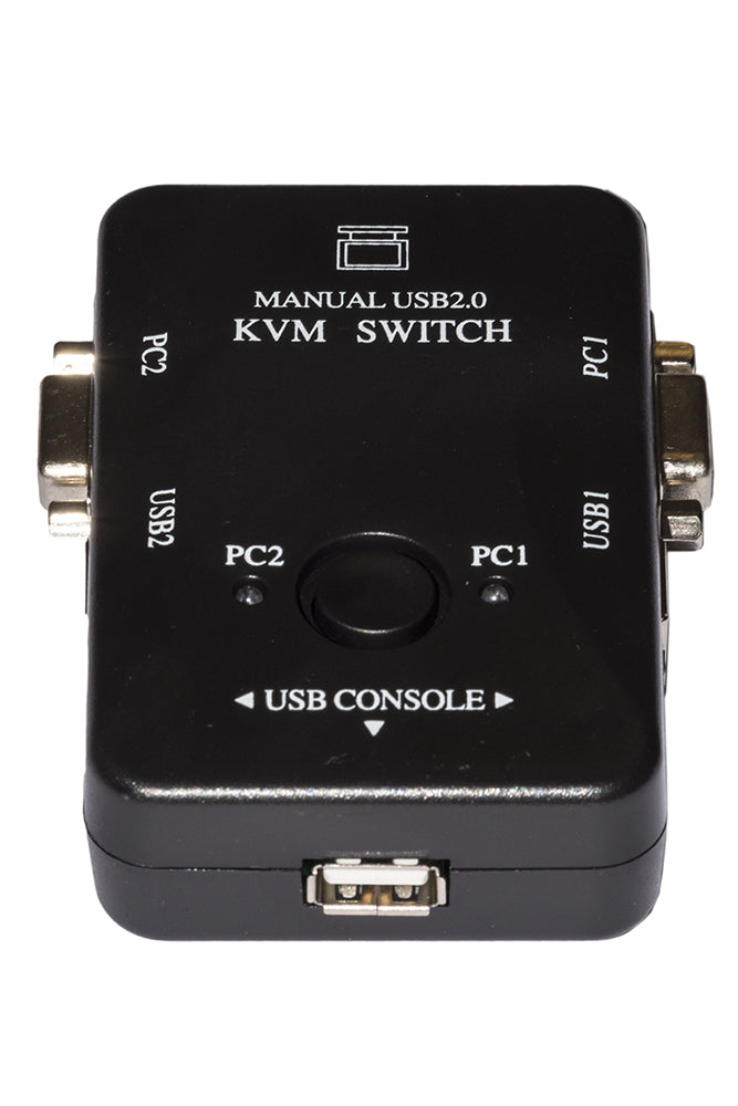 SWITCH KVM MANUALE PER 2 PC USB/VGA CON 1 MOUSE, 1 TASTIERA USB E 1 MONITOR VGA CON CAVI INCLUSI