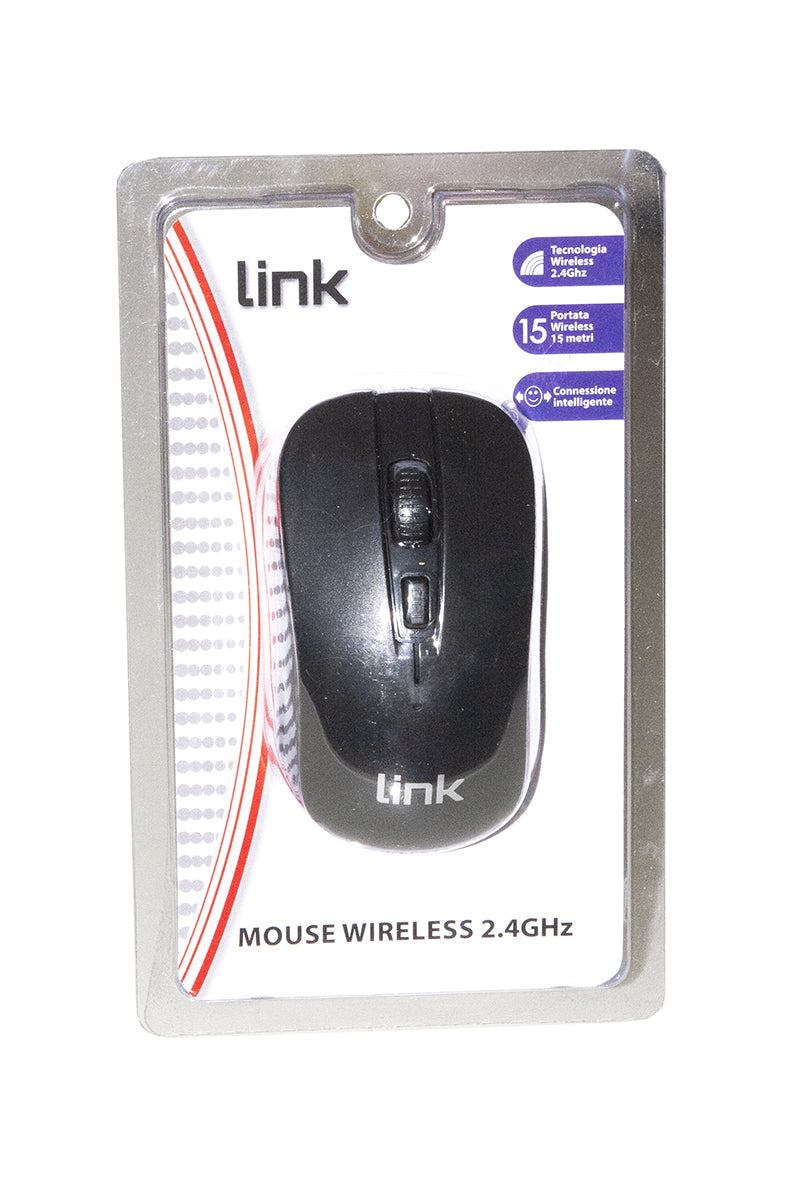 MOUSE WIRELESS 3 TASTI NERO RICEVITORE USB 1000 DPI