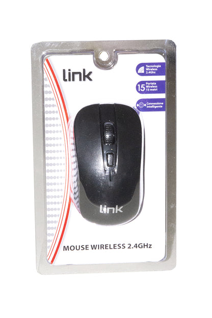 MOUSE WIRELESS 3 TASTI NERO RICEVITORE USB 1000 DPI
