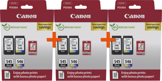 3X2 - CANON PG-545/CL-546 Ink Cartridge PVP WITH SHEETS - 8287B0083X2