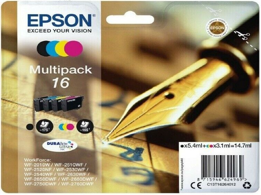EPSON 16 ink cartridge black and tri-colour standard capacity 14.7ml 1-pack blister without alarm - C13T16264012