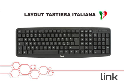 TASTIERA ITALIANA USB 108 TASTI COLORE NERO