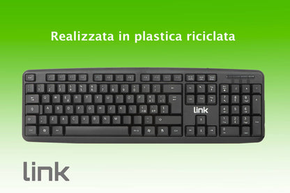 TASTIERA ITALIANA USB 108 TASTI COLORE NERO IN ECOPLASTICA