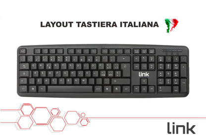 TASTIERA ITALIANA USB 108 TASTI COLORE NERO IN ECOPLASTICA