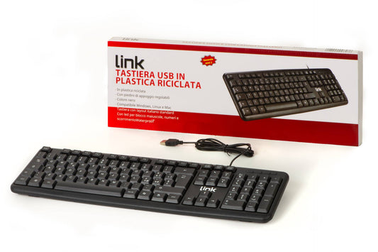 TASTIERA ITALIANA USB 108 TASTI COLORE NERO IN ECOPLASTICA