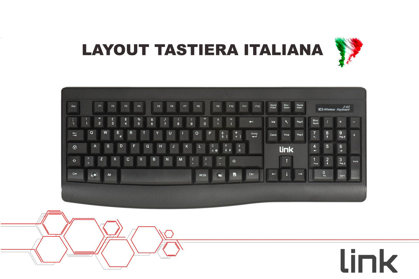 KIT TASTIERA ITALIANA E MOUSE WIRELESS NERO