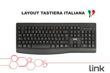 KIT TASTIERA ITALIANA E MOUSE WIRELESS NERO