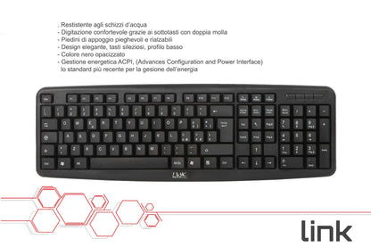 TASTIERA ITALIANA 108 TASTI COLORE NERO CONNETTORE PS2