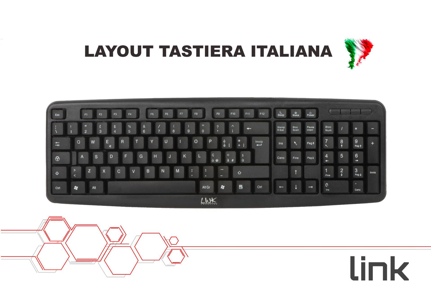 TASTIERA ITALIANA 108 TASTI COLORE NERO CONNETTORE PS2