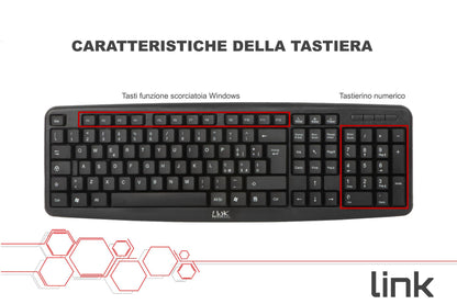 TASTIERA ITALIANA 108 TASTI COLORE NERO CONNETTORE PS2