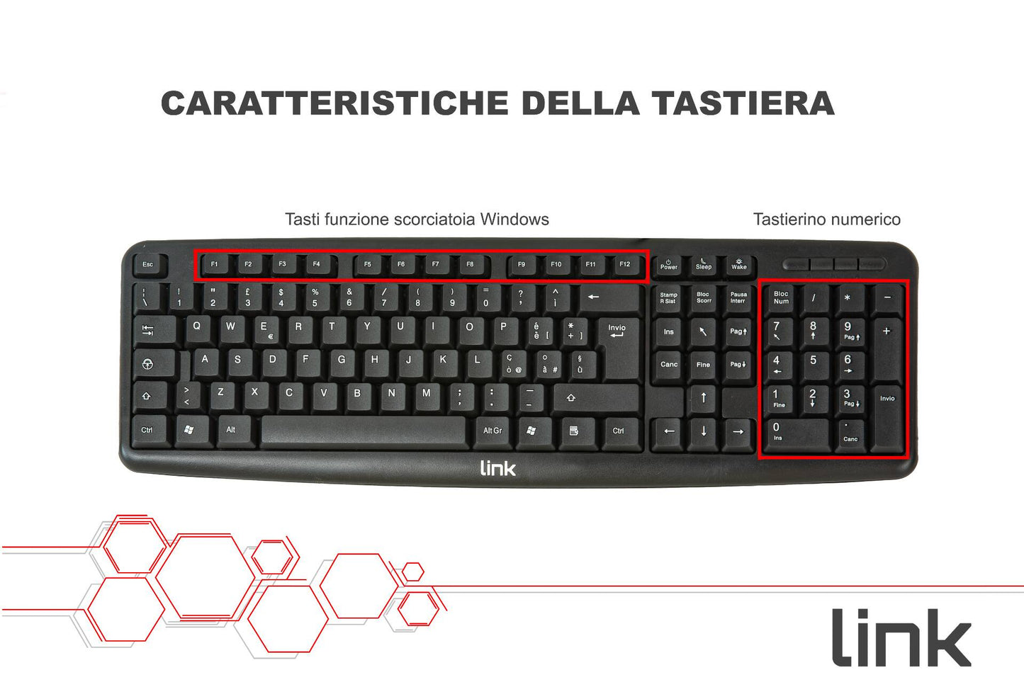 KIT TASTIERA ITALIANA 108 TASTI E MOUSE OTTICO CON CAVO USB