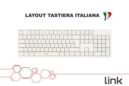TASTIERA ITALIANA 105 TASTI COLORE BIANCO CONNETTORE USB
