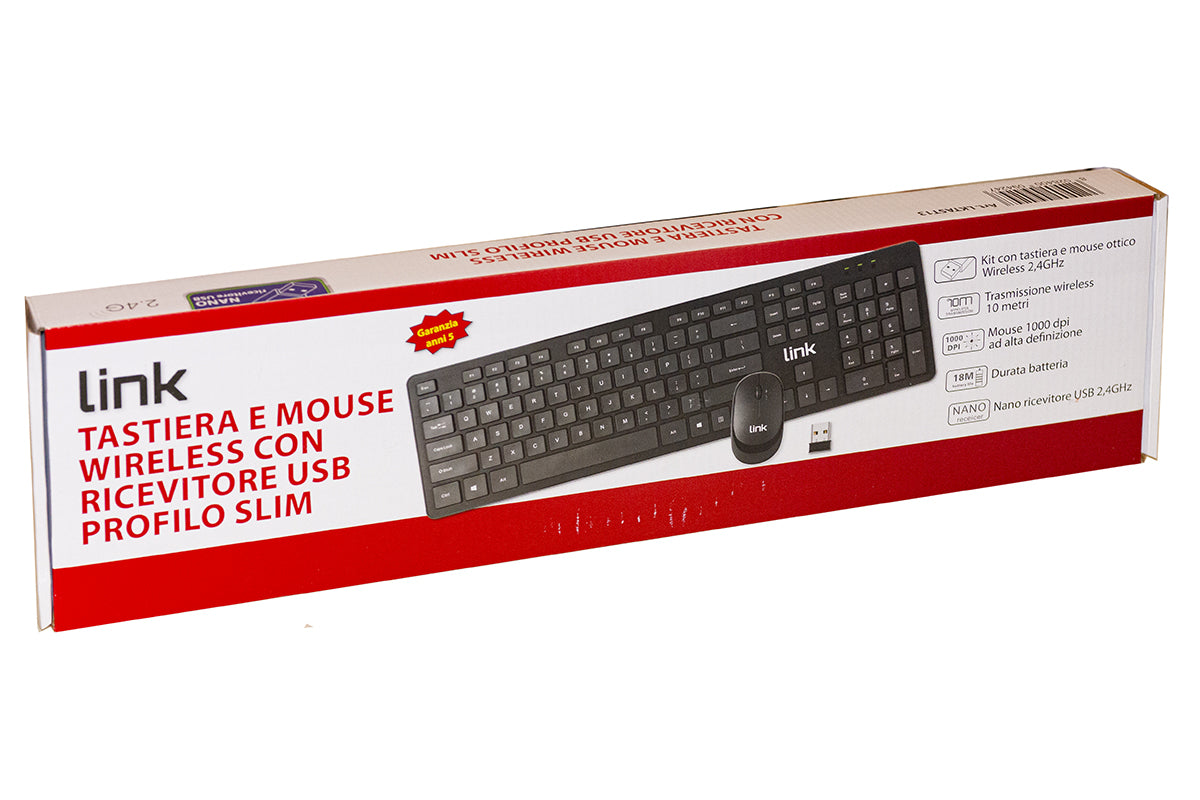 KIT TASTIERA ITALIANA E MOUSE WIRELESS CON PILE INCLUSE