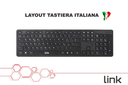 KIT TASTIERA ITALIANA E MOUSE WIRELESS CON PILE INCLUSE