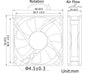 VENTOLA 92X92X25 12 VOLT CONNETTORE 3 FILI CON VITI INCLUSE