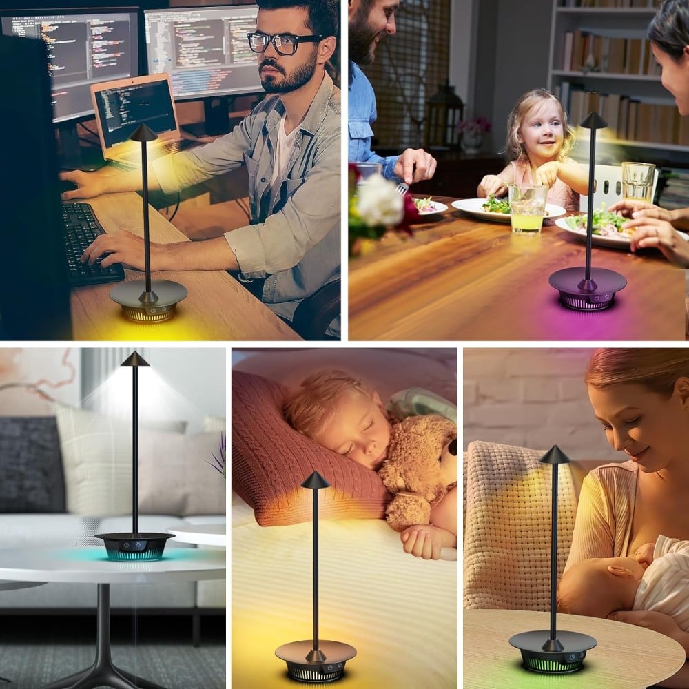 Lampada LED Multicolore da Tavolo Dimmerabile Batteria Ricaricabile Alimentazione USB-C&trade;