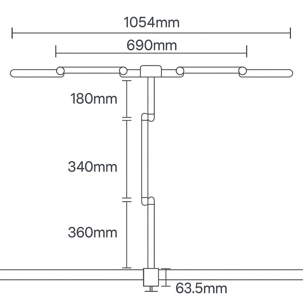 Lampada LED a Tripla Sorgente Luminosa con Braccio Regolabile e Attacco a Morsetto