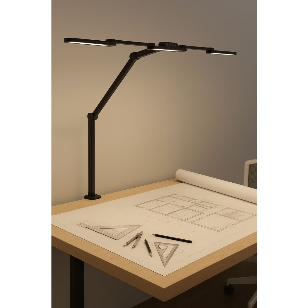 Lampada LED a Tripla Sorgente Luminosa con Braccio Regolabile e Attacco a Morsetto