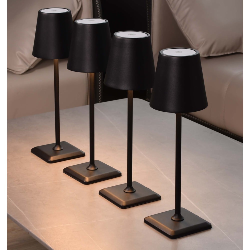 Lampada da Tavolo LED Senza Fili USB-C&trade; Dimmerabile in Metallo Nero