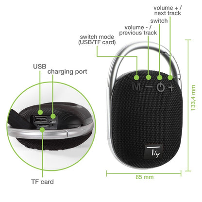Mini Altoparlante Wireless BT V5.3 Speaker Luce LED Vivavoce TF USB Nero