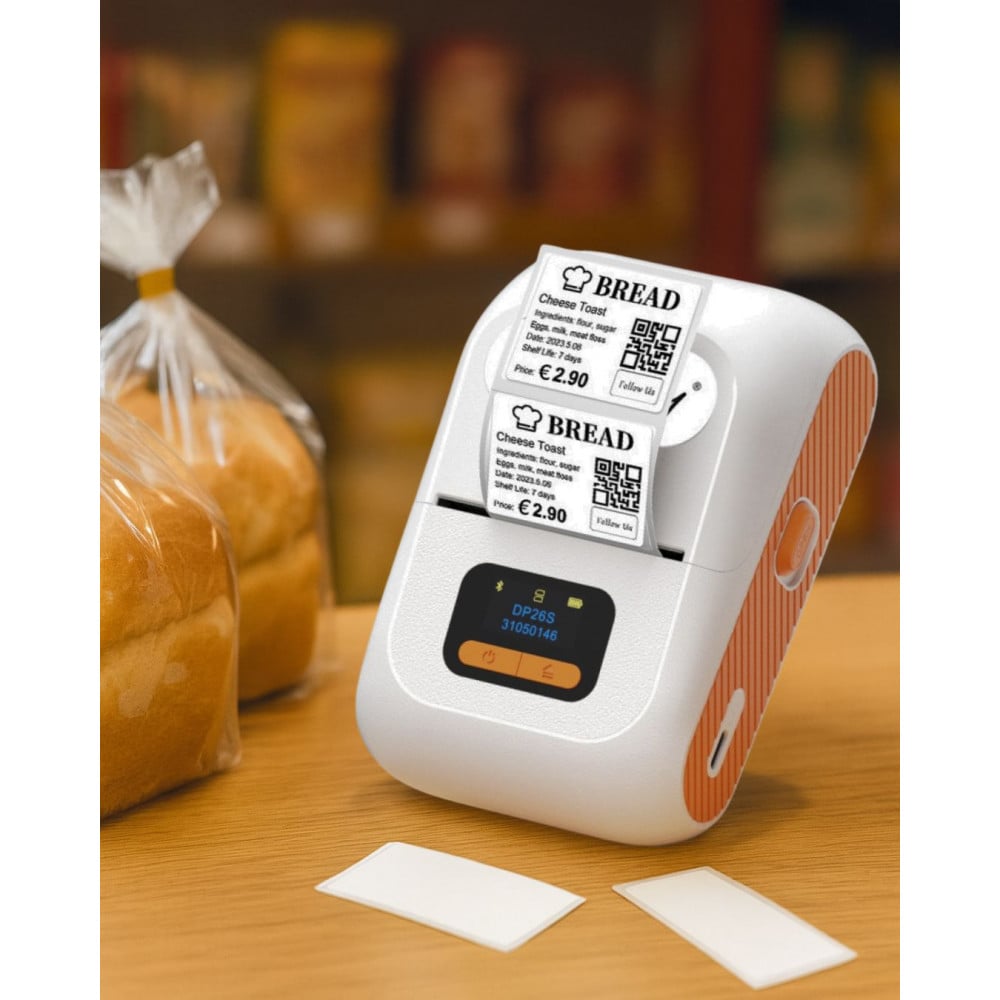 Mini Etichettatrice Stampante Termica Bluetooth C/Display Portatile Ricarica USB-C