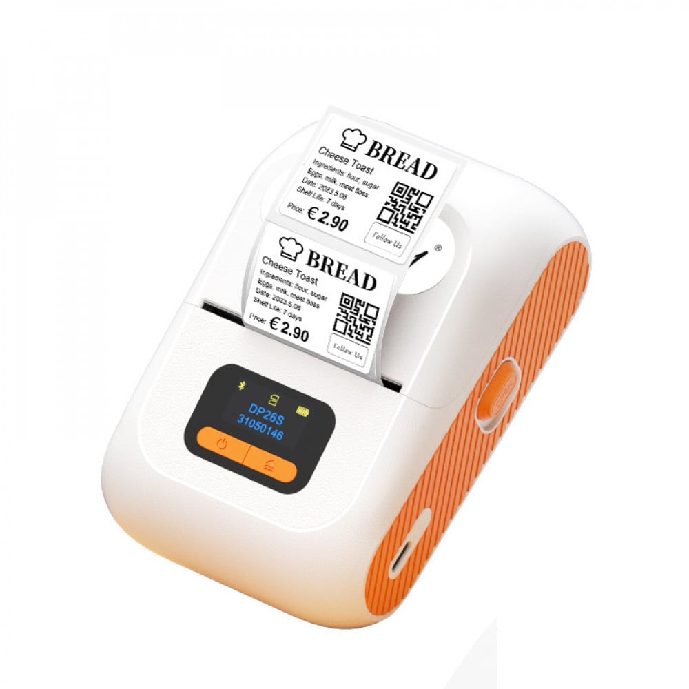 Mini Etichettatrice Stampante Termica Bluetooth C/Display Portatile Ricarica USB-C