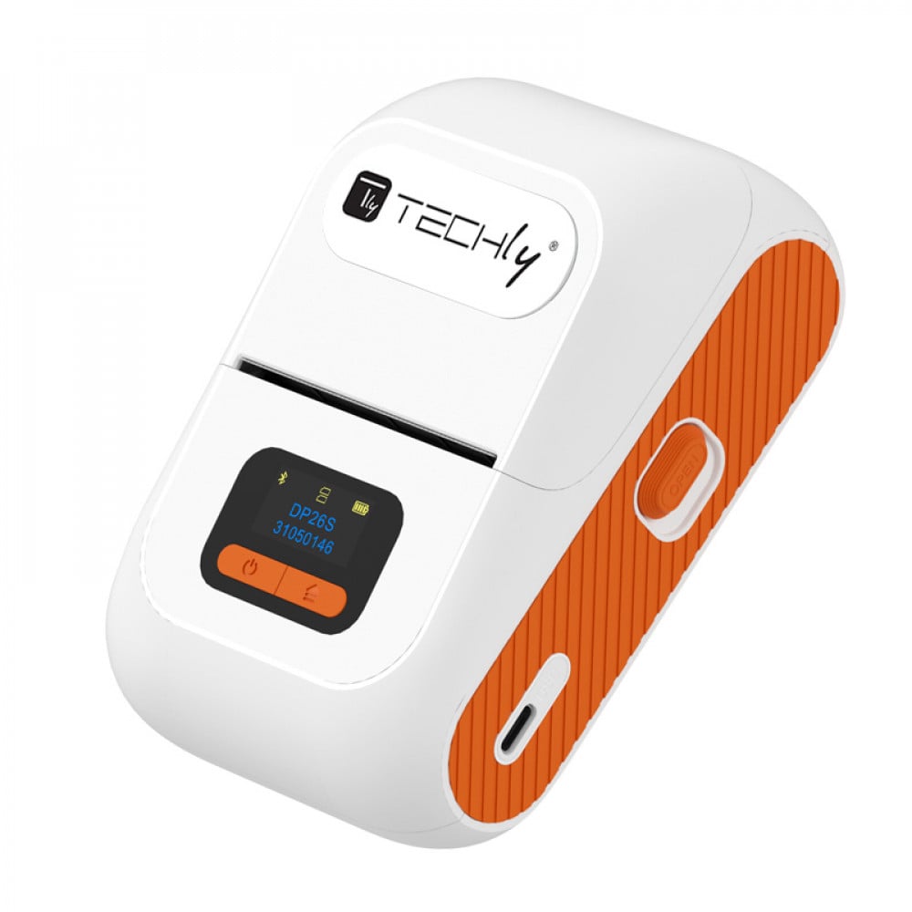 Mini Etichettatrice Stampante Termica Bluetooth C/Display Portatile Ricarica USB-C