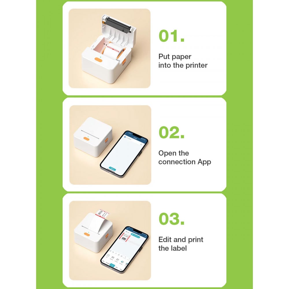 Mini Etichettatrice Stampante Termica Bluetooth Portatile Ricarica USB-C