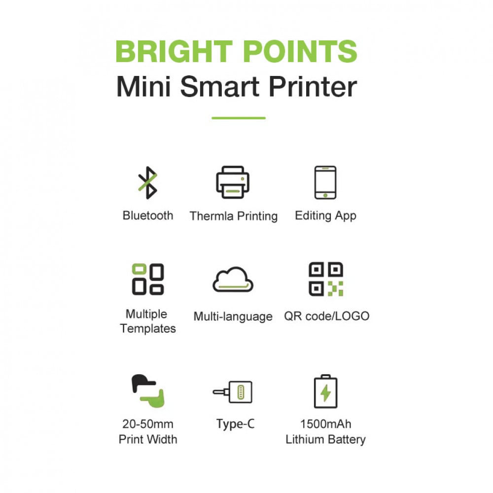 Mini Etichettatrice Stampante Termica Bluetooth Portatile Ricarica USB-C