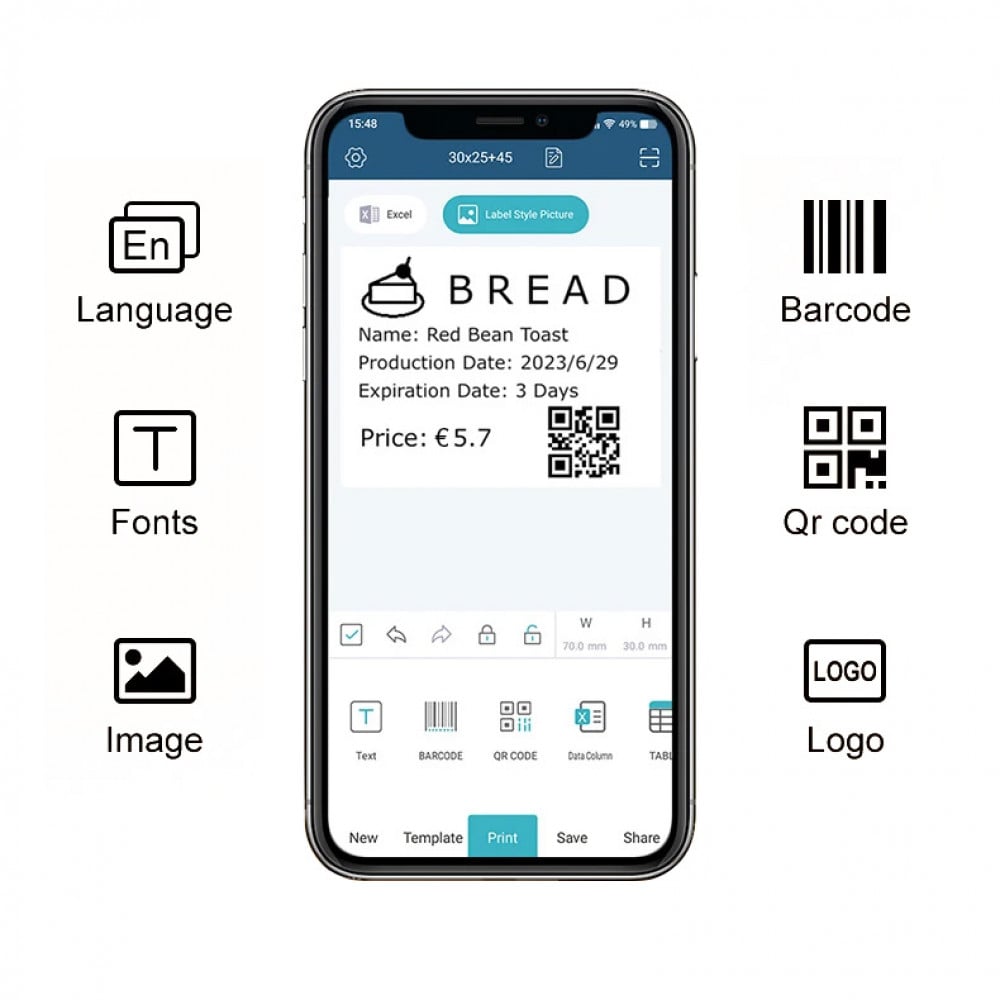 Mini Etichettatrice Stampante Termica Bluetooth Portatile Ricarica USB-C