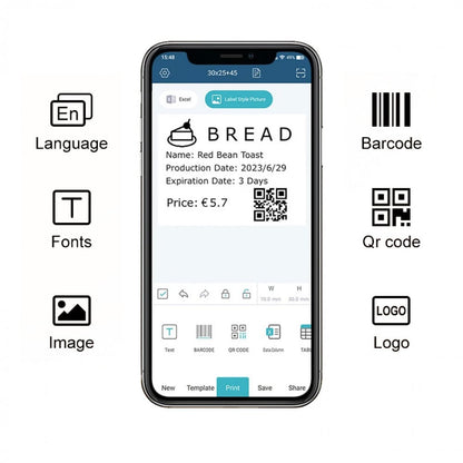 Mini Etichettatrice Stampante Termica Bluetooth Portatile Ricarica USB-C